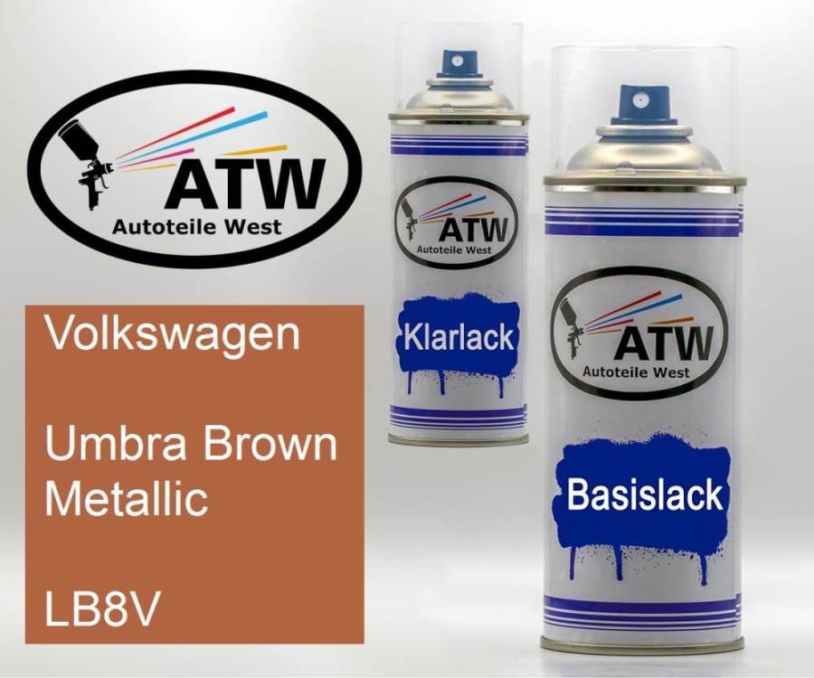 Volkswagen, Umbra Brown Metallic, LB8V: 400ml Sprühdose + 400ml Klarlack - Set, von ATW Autoteile West.